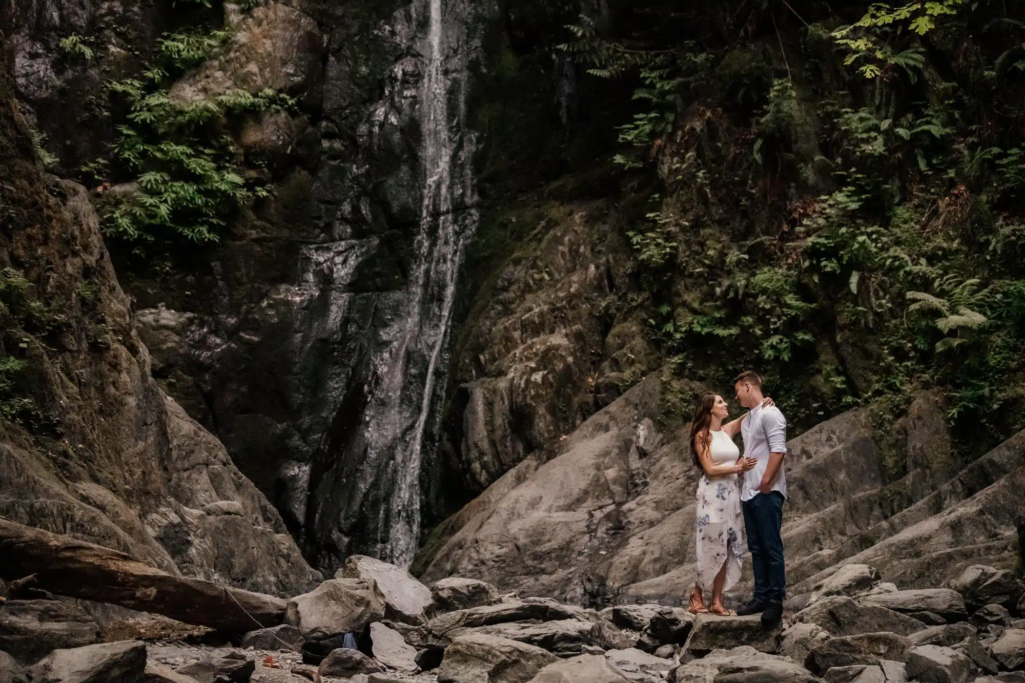 Victoria Engagement Photos Beach Forest Waterfall Vancouver Island Photographers