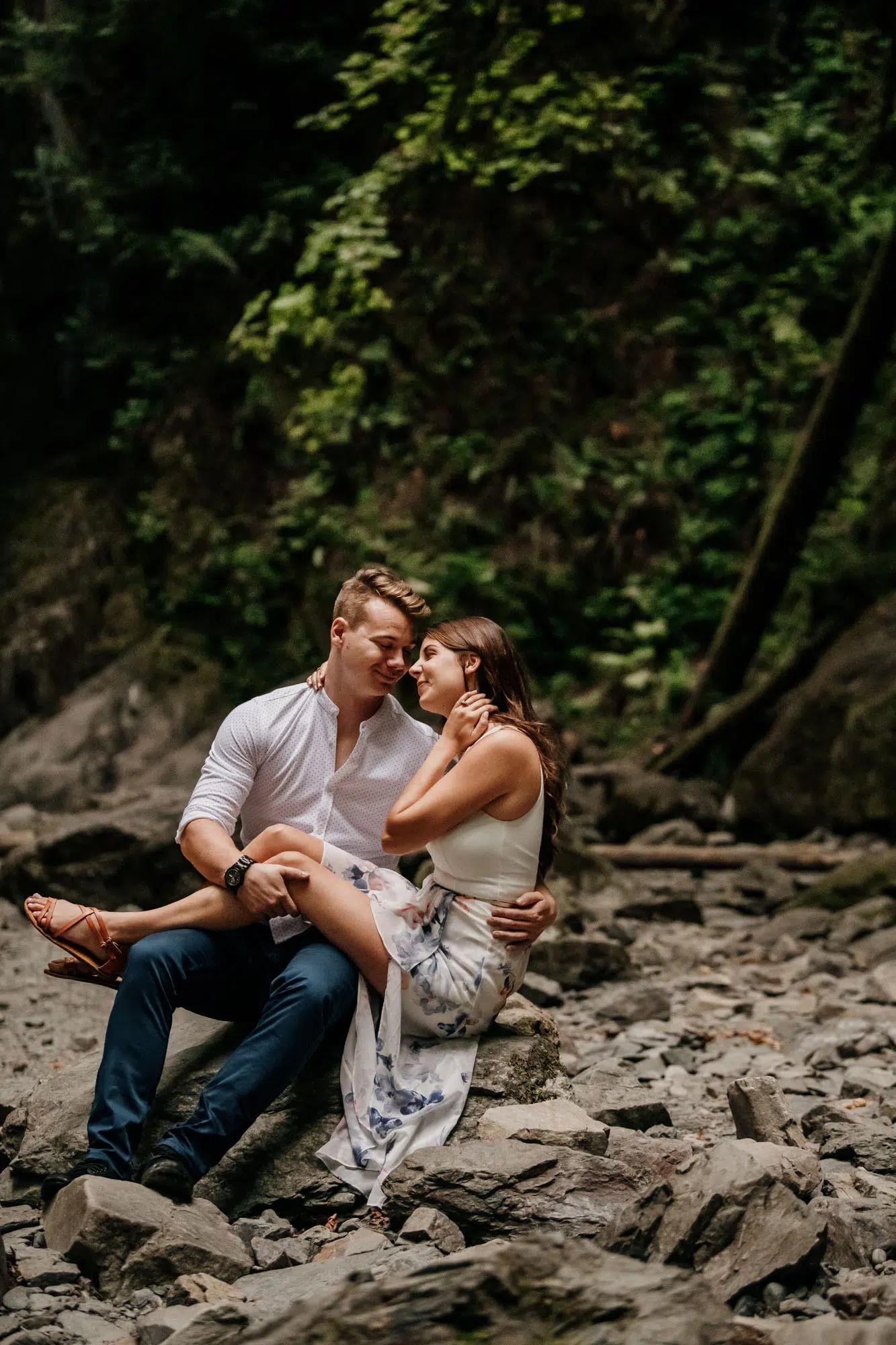 Victoria Engagement Photos Beach Forest Waterfall Vancouver Island Photographers