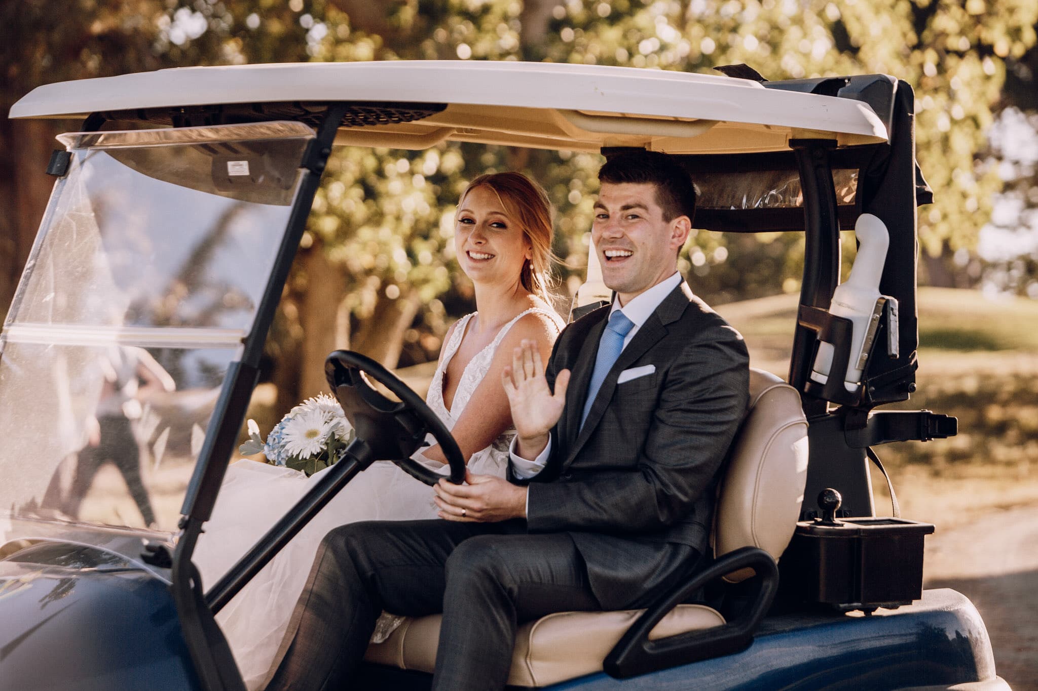 Victoria Golf Club Wedding Photographer YYJ Socially Distanced Golf Cart