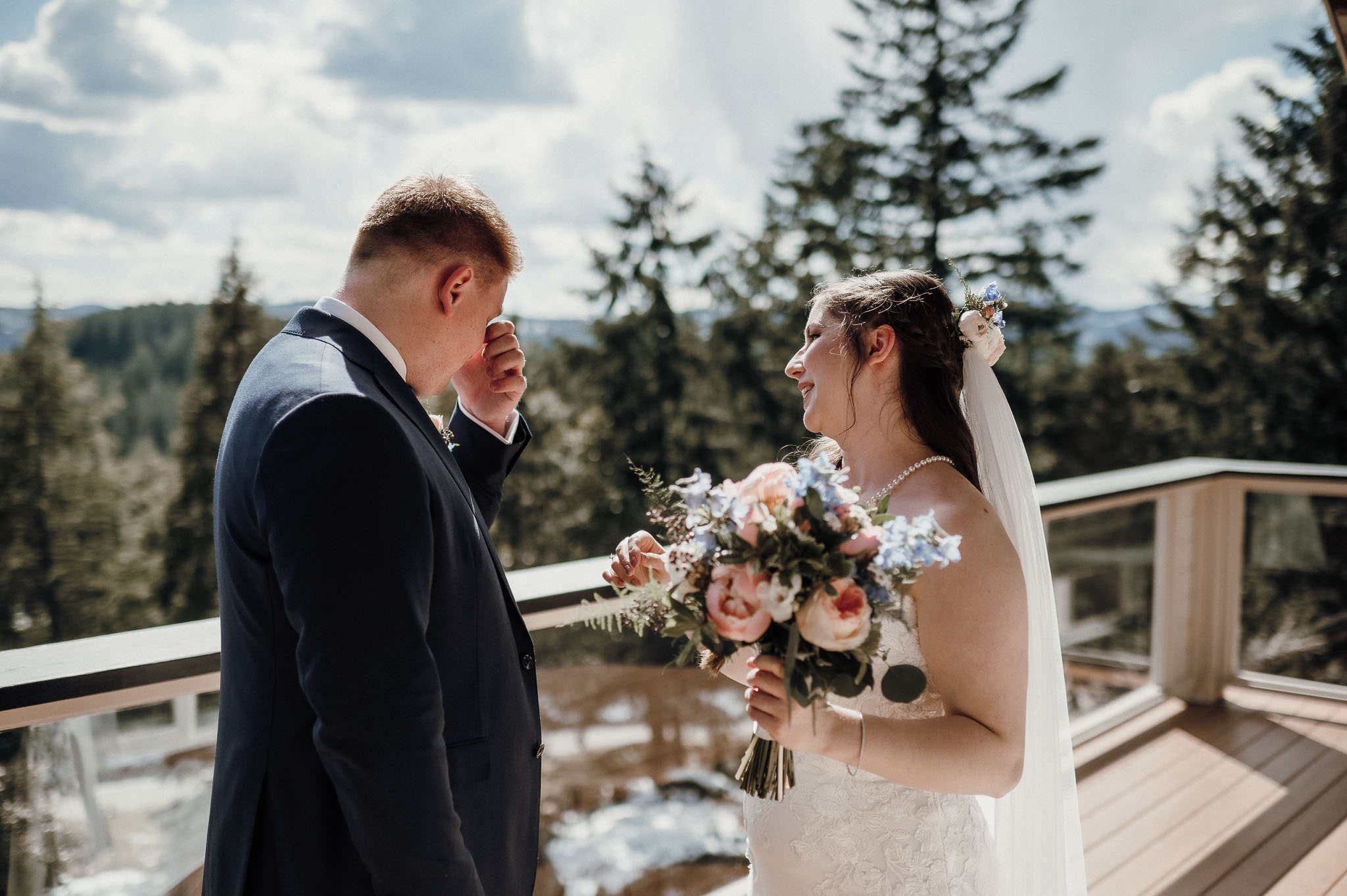 Wedding Photographer Victoria Villa Eyrie Weddings Bride and Groom first look